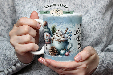 Snowman with Cocoa Lets Get Cozy 11 & 15 oz Mug Sublimation Design Sublimation Ewe-N-Me Designs 