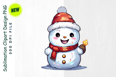 Snowman with Glowing Holiday Lights Sublimation Clipart 3D Paper Regulrcrative 