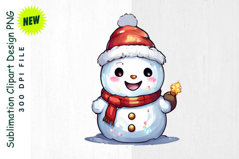 Snowman with Glowing Holiday Lights Sublimation Clipart 3D Paper Regulrcrative 