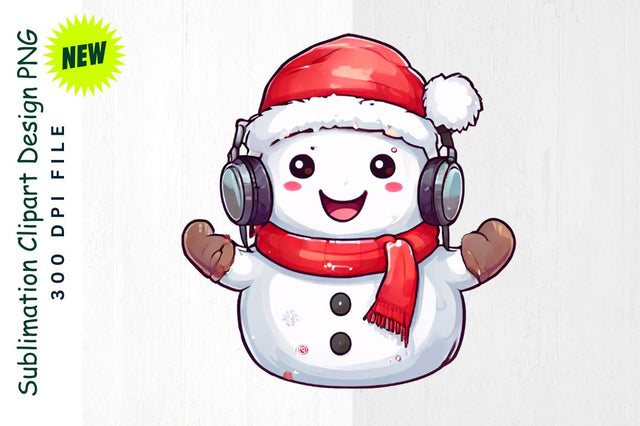 Snowman with “Happy Holidays” Sign And Earmuffs Sublimation Clipart Sublimation Regulrcrative 