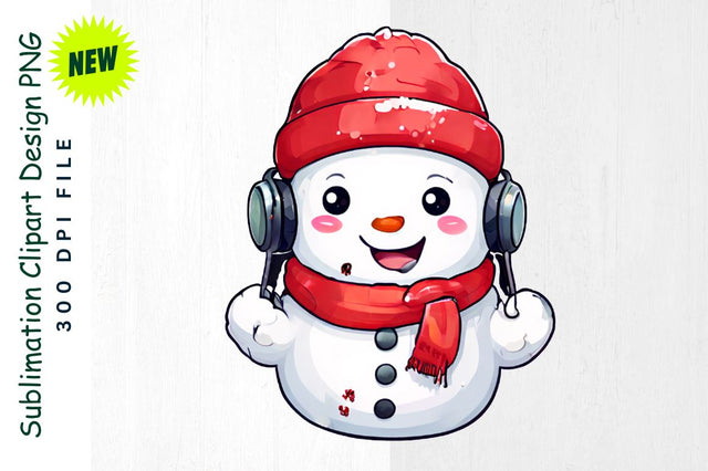 Snowman with “Happy Holidays” Sign And Earmuffs Sublimation Clipart Sublimation Regulrcrative 