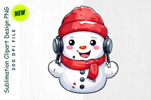 Snowman with “Happy Holidays” Sign And Earmuffs Sublimation Clipart Sublimation Regulrcrative 