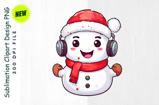Snowman with “Happy Holidays” Sign And Earmuffs Sublimation Clipart Sublimation Regulrcrative 