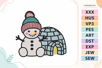 Snowman with Igloo Christmas Embroidery Design Embroidery/Applique DESIGNS sg embroidery 