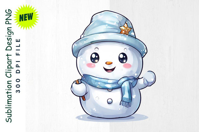Snowman with Magical Snowflake Wand Sublimation Clipart Sublimation Regulrcrative 