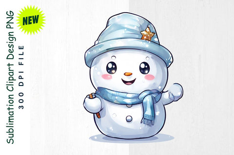Snowman with Magical Snowflake Wand Sublimation Clipart Sublimation Regulrcrative 