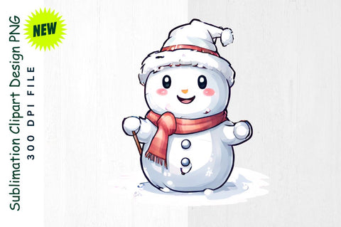 Snowman with Magical Snowflake Wand Sublimation Clipart Sublimation Regulrcrative 