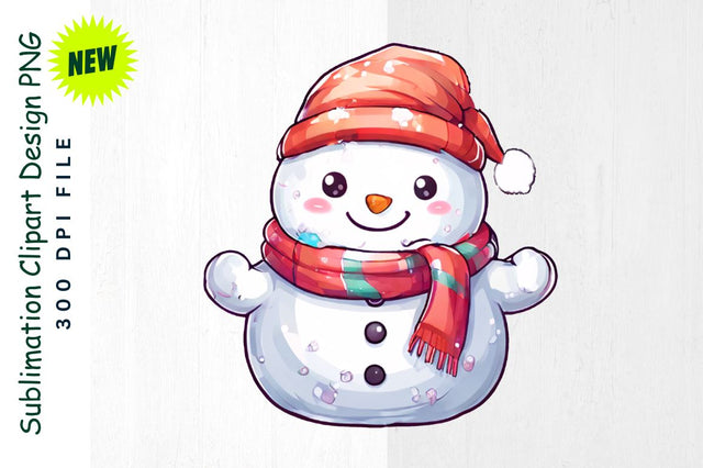 Snowman with “Merry Christmas” Banner Sublimation Clipart Sublimation Regulrcrative 