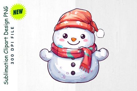 Snowman with “Merry Christmas” Banner Sublimation Clipart Sublimation Regulrcrative 