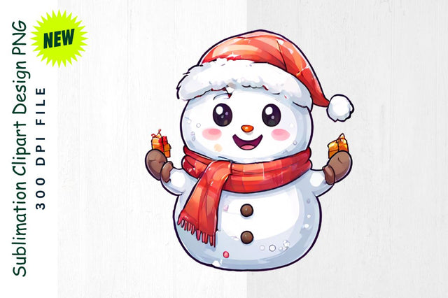 Snowman with “Merry Christmas” Banner Sublimation Clipart Sublimation Regulrcrative 