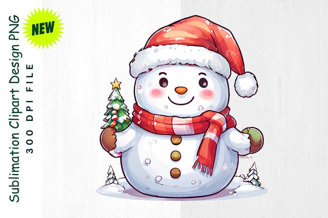 Snowman with “Merry Christmas” Banner Sublimation Clipart Sublimation Regulrcrative 