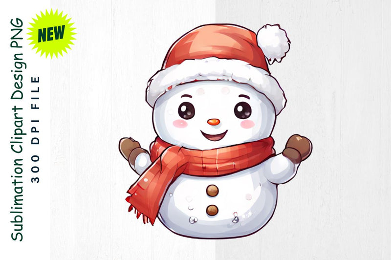 Snowman with Mini Snowman And Festive Scarf Sublimation Clipart Sublimation Regulrcrative 
