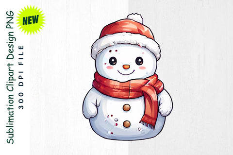 Snowman with Mini Snowman And Festive Scarf Sublimation Clipart Sublimation Regulrcrative 