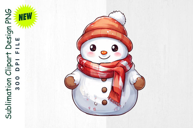 Snowman with Mini Snowman And Festive Scarf Sublimation Clipart Sublimation Regulrcrative 
