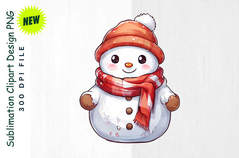 Snowman with Mini Snowman And Festive Scarf Sublimation Clipart Sublimation Regulrcrative 