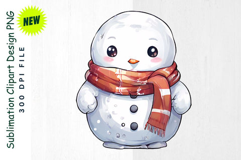 Snowman with Oversized Scarf And Tiny Snowman Sublimation Clipart Sublimation Regulrcrative 