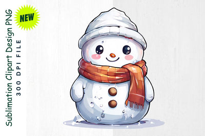 Snowman with Oversized Scarf And Tiny Snowman Sublimation Clipart Sublimation Regulrcrative 