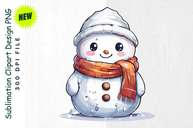 Snowman with Oversized Scarf And Tiny Snowman Sublimation Clipart Sublimation Regulrcrative 
