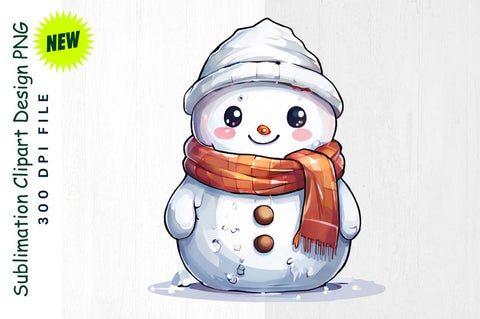 Snowman with Oversized Scarf And Tiny Snowman Sublimation Clipart Sublimation Regulrcrative 