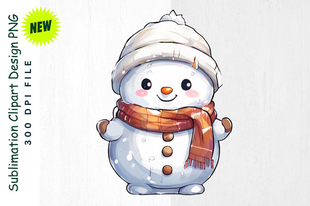 Snowman with Oversized Scarf And Tiny Snowman Sublimation Clipart Sublimation Regulrcrative 