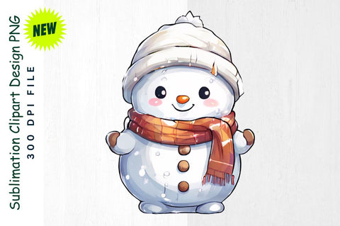 Snowman with Oversized Scarf And Tiny Snowman Sublimation Clipart Sublimation Regulrcrative 