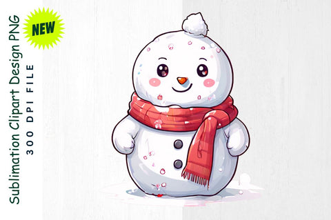 Snowman with Oversized Scarf And Tiny Snowman Sublimation Clipart Sublimation Regulrcrative 