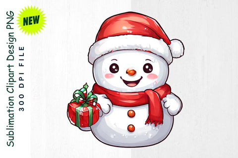 Snowman with Red Scarf And Ornament Snowman Sublimation Clipart Sublimation Regulrcrative 