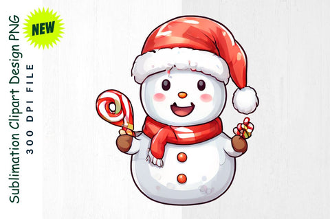 Snowman with Reindeer Headband And Candy Cane Sublimation Clipart Sublimation Regulrcrative 