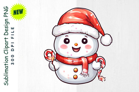 Snowman with Reindeer Headband And Candy Cane Sublimation Clipart Sublimation Regulrcrative 