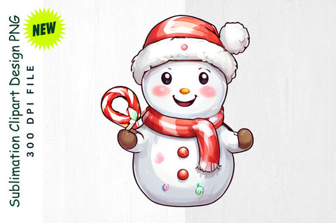 Snowman with Reindeer Headband And Candy Cane Sublimation Clipart Sublimation Regulrcrative 