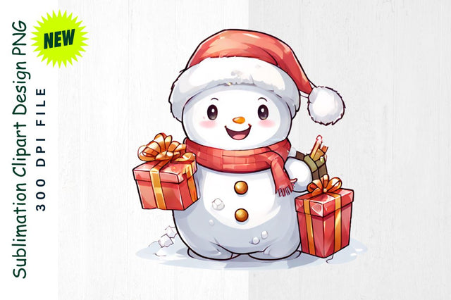 Snowman with Sled Full of Gifts Sublimation Clipart Sublimation Regulrcrative 