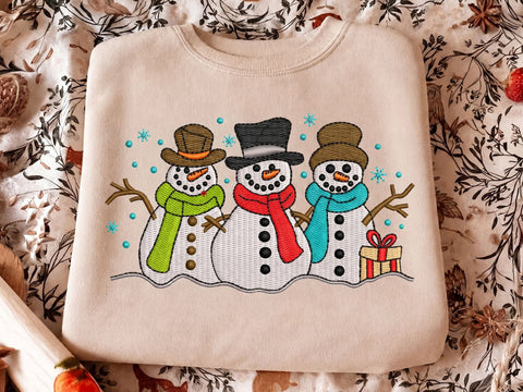 Snowmen embroidery design, Christmas embroidery file, 4 sizes Embroidery/Applique DESIGNS DesignDestine 