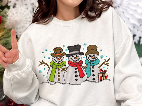 Snowmen embroidery design, Christmas embroidery file, 4 sizes Embroidery/Applique DESIGNS DesignDestine 