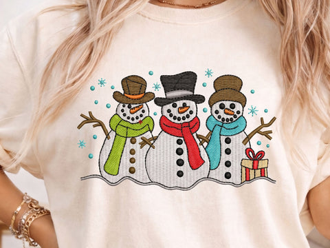 Snowmen embroidery design, Christmas embroidery file, 4 sizes Embroidery/Applique DESIGNS DesignDestine 