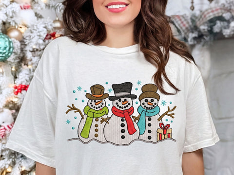 Snowmen embroidery design, Christmas embroidery file, 4 sizes Embroidery/Applique DESIGNS DesignDestine 
