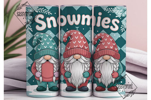 Snowmies Gnomes 20oz Tumbler Wrap Sublimation sassyprint 