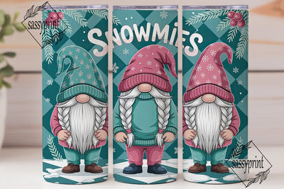 Snowmies Gnomes 20oz Tumbler Wrap Sublimation sassyprint 