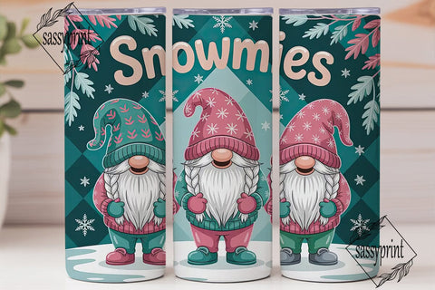 Snowmies Gnomes 20oz Tumbler Wrap Sublimation sassyprint 