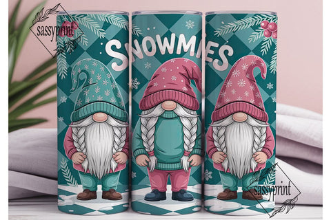 Snowmies Gnomes 20oz Tumbler Wrap Sublimation sassyprint 