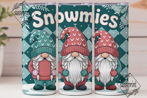 Snowmies Gnomes 20oz Tumbler Wrap Sublimation sassyprint 