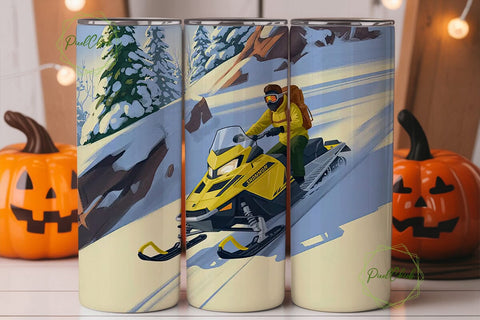 Snowmobile Mountain Adventure Tumbler Sublimation PixelChick 