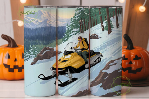 Snowmobile Mountain Adventure Tumbler Sublimation PixelChick 