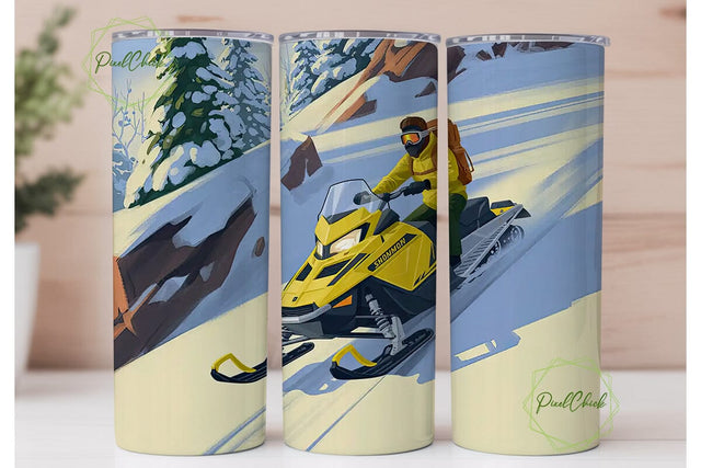 Snowmobile Mountain Adventure Tumbler Sublimation PixelChick 