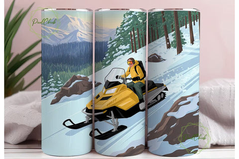 Snowmobile Mountain Adventure Tumbler Sublimation PixelChick 