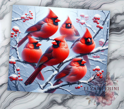 Snowy Cardinal Christmas Tumbler Wrap, Red Cardinals, Winter Birds, Snowy Scene, Tumbler Wrap, Sublimation Design, Christmas Decor, Nature Art Sublimation Li Zamperini 