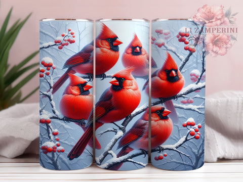 Snowy Cardinal Christmas Tumbler Wrap, Red Cardinals, Winter Birds, Snowy Scene, Tumbler Wrap, Sublimation Design, Christmas Decor, Nature Art Sublimation Li Zamperini 