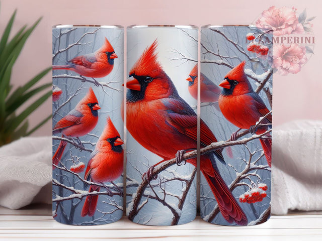Snowy Cardinal Christmas Tumbler Wrap, Red Cardinals, Winter Birds, Snowy Scene, Tumbler Wrap, Sublimation Design, Christmas Decor, Nature Art Sublimation Li Zamperini 