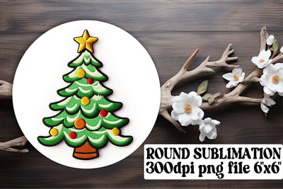 Snowy Christmas 3D Embroidered Round Ornament Collection Sublimation afrosvg 