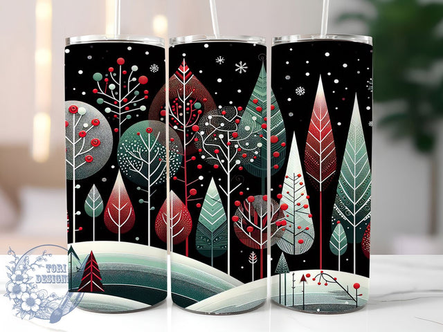 Snowy Christmas Forest Scene Tumbler, Snowflake Winter Art, Holiday Christmas Tree, 20Oz Wrap Design, Christmas Sublimation, Winter Forest Theme, Festive Snowy Pattern Sublimation ToriDesigns 
