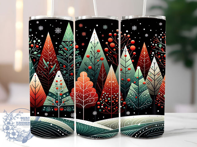 Snowy Christmas Forest Scene Tumbler, Snowflake Winter Art, Holiday Christmas Tree, 20Oz Wrap Design, Christmas Sublimation, Winter Forest Theme, Festive Snowy Pattern Sublimation ToriDesigns 